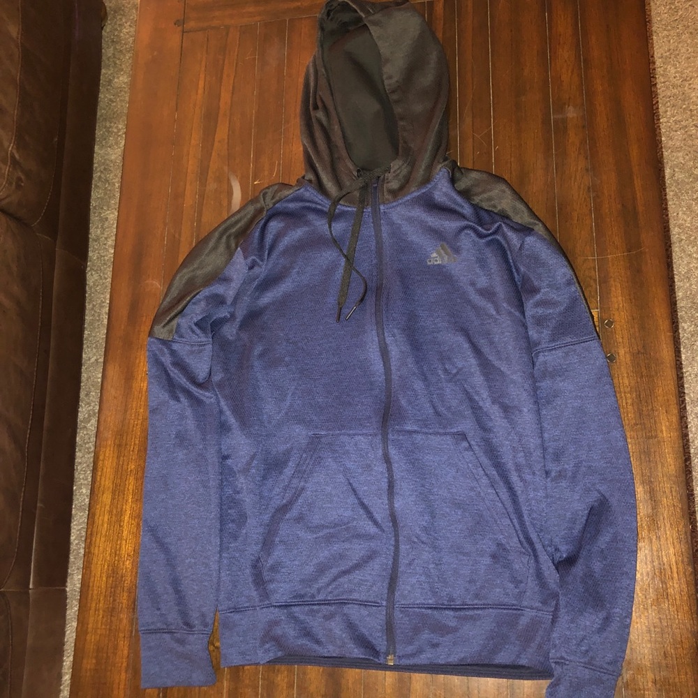 Adidas performance zip hoodie black n blue medium